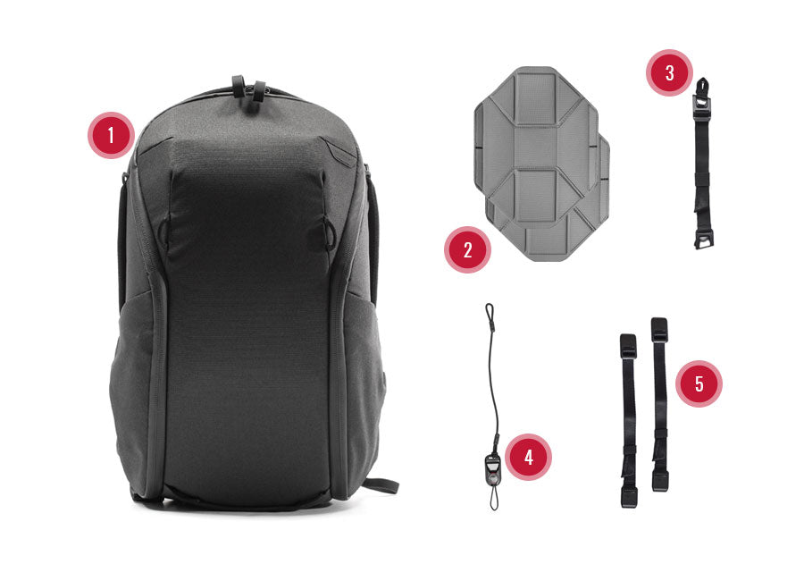 Everyday Backpack Zip with flexfold dividers, anchor links, and sternum and external carry straps